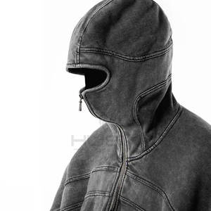 Sudadera con capucha vintage de invierno para hombre, con hombros caídos, lavado ácido, estampado digital, cremallera completa, 100% algodón, bordada, al por mayor - Product Image 5