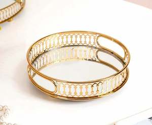 Nouveau design bols de service en métal et en verre plateaux fabriqués en laiton et en verre pour servir des desserts et des chocolats - Product Image 6