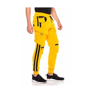 Chándal deportivo elegante ajustado para hombre, jersey con cremallera, cuello con capucha, parte superior e inferior con decoración de rayas de tela de algodón tejida - Product Image 5