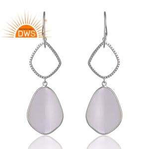 Dernière vente en argent Sterling naturel Cz & Moon pierre blanche pierres précieuses boucle d'oreille bijoux personnalisés pour les femmes cadeau pour elle - Product Image 2