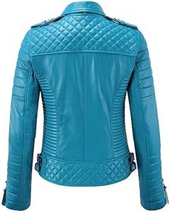 Women's Foxy Premium <b>Leather</b> Motorcycle <b>Jacket</b> Vintage Style <b>Long</b> Racer <b>Jacket</b> with Cotton Filling Premium <b>Leather</b> Vents - Product Image 2