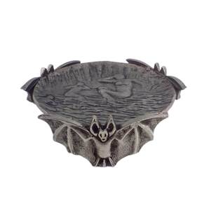 Plato redondo decorativo de aluminio, 3 Calaveras, cara lateral, plata, plato Chapado en peltre antiguo, decoración de mesa de Halloween, venta al por mayor - Product Image 3