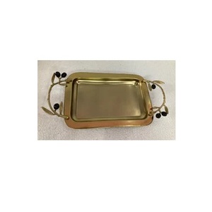 Plateau de service rectangle entièrement en acier inoxydable avec poignée en cuir pour la cuisine plateau de service de haute qualité pour restaurant - Product Image 4