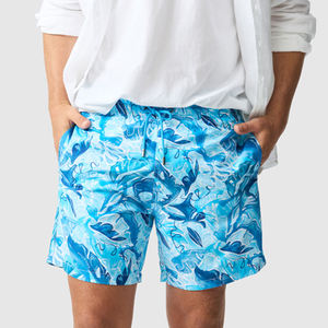 Shorts de bain pour hommes personnalisés OEM, séchage rapide, confortables, élégants, motif uni, logo frontal, glands, cordon de serrage de haute qualité - Product Image 5
