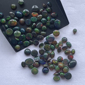 4mm 6mm 8mm Naturel Noir Opale Éthiopienne Pierre Lisse Ovale Ronde Poires Cabochon Pierres Précieuses Lâches Coussin Semi Précieux Opales de Feu - Product Image 2