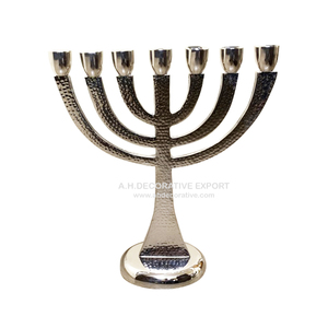 Bougie Menorah en aluminium brun finition colorée de haute qualité Bougeoir fait main vente en gros prix pour décoration - Product Image 6