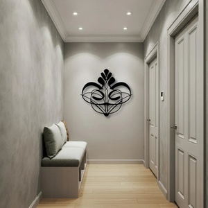 Escultura de pared de hierro moderna con barras onduladas verticales y textura mate para pasillos contemporáneos - Product Image 3