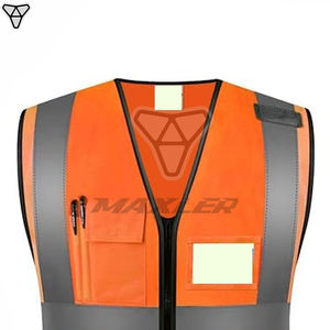 Gilet de travail réversible et durable haute visibilité, personnalisable, imperméable, couleur orange, avec caractéristiques de sécurité réfléchissantes, pour l'hiver - Product Image 3