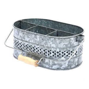 Wholesale Galvanized Metal Utensil Holder with Wooden Handle Kitchen Home Dining Spoon Rests Low Price - Product Image 3