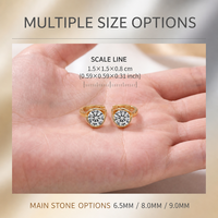 Petites boucles d'oreilles créoles en argent S925 avec moissanite, serti à la biseau courbé, fermoir articulé, surface polie, pierre ronde de 6,5 mm, 8 mm, 9 mm