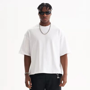 Camiseta corta de gran tamaño con cuello redondo de alta calidad para hombre, ropa informal de algodón pesado personalizada - Product Image 2