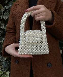 Sac de rangement moderne fait à la main perlé ivoire | Sac à bandoulière portable durable en plastique de grande capacité pour garde-robe - Product Image 4