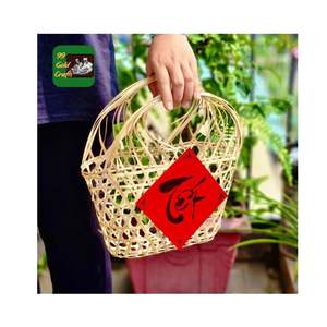 MEILLEUR PRIX VENTE FLASH PANIER EN BAMBOU POUR EMBALLAGE CADEAU STOCKAGE ALIMENTAIRE ÉCOLOGIQUE MULTIFONCTION DÉCORATION RUBAN À NŒUDS - Product Image 3