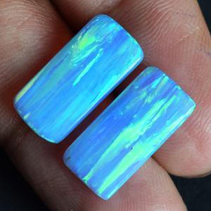 Par de Ópalos de 4 CTW, Cabujón Rectangular de 16x8x2mm, para Fabricación de Joyas, Gemas de Ópalo de Fuego Creadas en Laboratorio, Hechas a Mano - Product Image 2