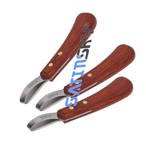 3 Hoof Knife, Double <b>Edged</b> Hoof <b>Trimming</b> Knife with Wooden Handle Horse Farrier for Animal Veterinary Instrument - Product Image 1