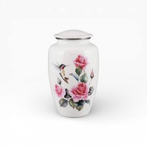 Classic Brushed Silver Metal Keepsake Urn with Floral Engraved Borders and Velvet <b>Storage</b> Bag for Timeless Remembrance - Product Image 5