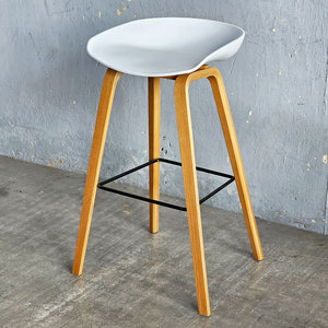 เก้าอี้บาร์สไตล์สแกนดิเนเวียน ขาไม้อัด เบาะไม้วีเนียร์โอ๊ค - Product Image 2