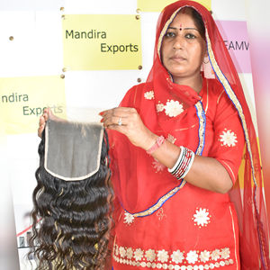 Cutícula cruda alineada cabello virgen indio máquina negra doble trama Natural 5*5 cierre ondulado Tengle extensiones de cabello humano libre - Product Image 1