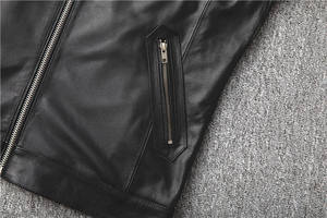 Custom Men's Premium Leather Bomber Jacket for Winter High Quality High <b>Street</b> Style Stand Collar with Low MOQ - Product Image 5
