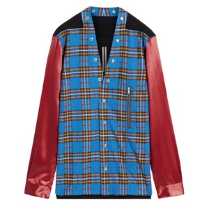 Camisa informal de gran tamaño con botones y bloque de color transpirable antiarrugas de popelina con cuello en V de nuevo diseño para hombres - Product Image 3