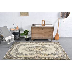 พรมขนสัตว์สีเบจสีน้ำตาลคลาสสิกขนาด3.7x6.8ฟุตทำด้วยมือแบบตุรกีการเย็บปะติดปะต่อกันเป็นรูปสี่เหลี่ยมผืนผ้าสำหรับห้องนั่งเล่นห้องนอนห้องโถงน้ำยาง4เมตร - Product Image 1