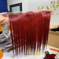 Extensions Vietnamiennes de Haute Qualité Rouge Feu Rose 100% Cheveux Vierges Remy Double Trame Teinture Plus Foncée Prêtes pour Femmes Noires Vente en Gros