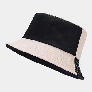 Wholesale men and Children's Casual Two Tone Color Contrast Patchwork Cotton Reversible Bucket <b>Hat</b> for Fishing & Cycling - Product Image 2