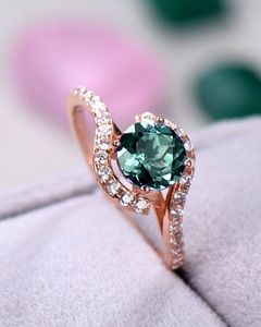 Anillo de oro de 18kt con Esmeralda creada en laboratorio, nuevo diseño de lujo, anillos de joyería fina de oro macizo con anillo de diamantes reales - Product Image 2