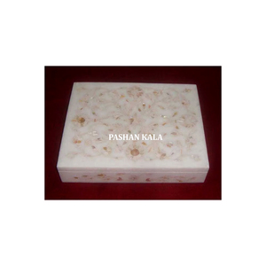 New Exclusive Pure <b>White</b> Marble Handmade Design With Smooth Polished <b>White</b> Mother Of Pearl Inlaid Rectangle Shape Jewelry <b>Box</b> - Product Image 1
