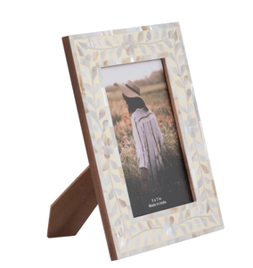 Marco decorativo hecho a mano para fotos de perlas madre-exquisitos patrones de incrustaciones florales ecológicos para decoración del hogar de lujo Premium - Product Image 2