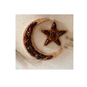 Bandeja Decorativa de Madera para Frutos Secos y Galletas, Bandeja Decorativa en Forma de Luna, Diseño Elegante - Product Image 5