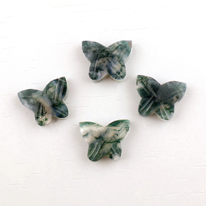 Suministros de joyería personalizados con forma de mariposa, ágata de musgo Natural tallada a mano, piedras preciosas sueltas, Diy fabricación artesanal, joyería al por mayor - Product Image 4