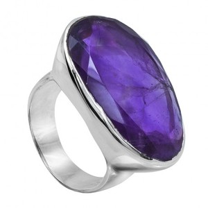 Anillo de piedras preciosas de amatista, de Plata de Ley 925, anillo de diseñador de piedras preciosas púrpuras - Product Image 1