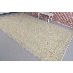 พรมวินเทจขนาดใหญ่พิเศษ 7.1x13.6 ฟุต สีเบจลายปะติดแบบตุรกี - Product Image 2