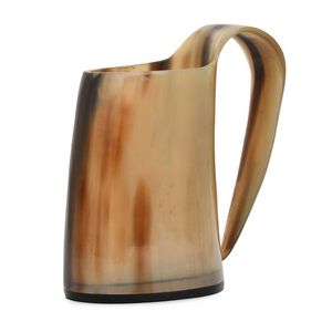 Tasse en corne naturelle fabriquée à la main sculptée Viking corne à boire tasse poignée mariages noël 200ml/14oz Offre Spéciale moderne médiéval - Product Image 3