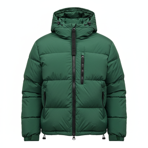 Chaqueta Acolchada con Capucha Verde para Hombre/Unisex, Chaqueta Acolchada con Capucha para Hombre con Bolsillo con Cremallera en el Pecho, Abrigo de Invierno Acolchado y Aislado - Product Image 1