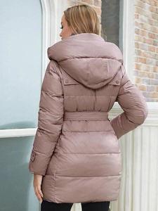 Veste matelassée tissée pour femmes, best-seller, hiver, chaude, sur mesure, respirante, à capuche, matelassée, unie, teinte unie, épaisse, décontractée - Product Image 2