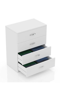 Commode de chevet moderne Acelya Luxury à 4 tiroirs en aggloméré blanc - Organisateur de rangement modulaire écologique pour chambre à coucher - Product Image 4