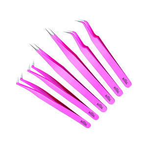 Juego de 6 pinzas para pestañas de cabeza redonda larga de Color rosa, extensión de pestañas, pinzas inteligentes, pinzas mágicas - Product Image 4