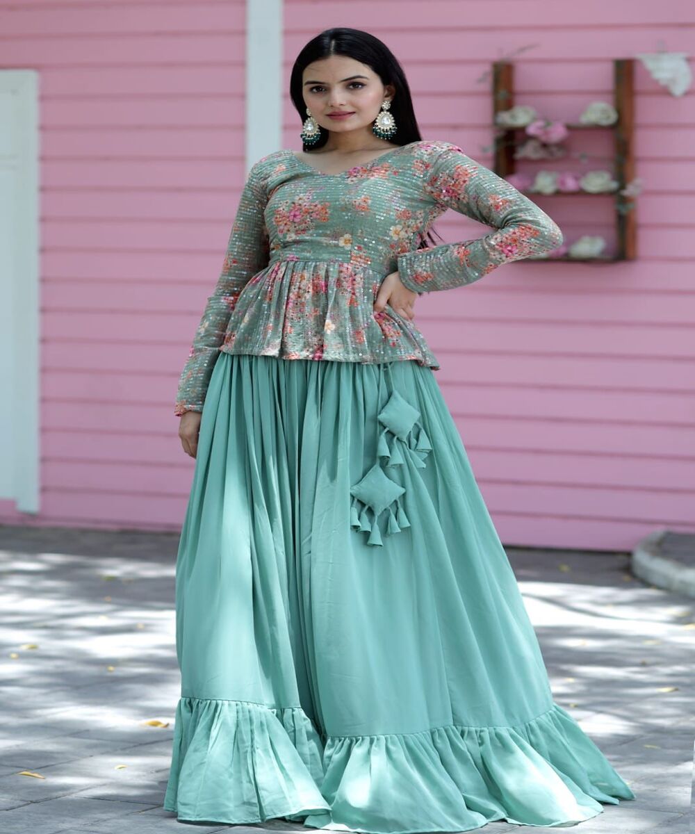 Umbrella Long Multi Color Linen/Cotton Viscose Rayon Printed Crepe Indian Women's Wear Latest Designer Fancy Wholesale