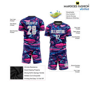 Conjunto de Uniforme de Fútbol Sublimado Blanco-Rosa Transpirable Personalizado, Ropa Deportiva Completa que Incluye Uniformes de Equipo, Pantalones Cortos con Cordón, 100% - Product Image 6