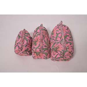 Pochette de voyage indienne à fermeture éclair, en coton imprimé, durable, portable, grande capacité, tendance, pour le maquillage - Product Image 3