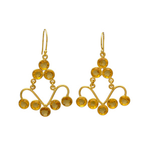 925เงินสเตอร์ลิงต่างหูอัญมณีซิทรีนแท้ดีไซน์ล่าสุดต่างหูห้อยชุบทองของขวัญต่างหูดีไซน์แบบห้อย - Product Image 1