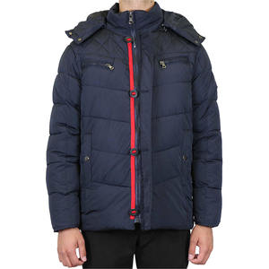 Chaqueta Acolchada Azul Marino con Capucha para Hombre, con Cierre de Cremallera y Cuello Alto, Ropa de Invierno Informal - Product Image 4