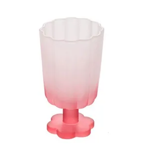 Nouveau Style créatif verres à pied multi-usages givré maison boisson froide boutique Art boisson ensemble fleur Pinellia verre coloré