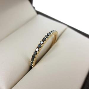 Round Cut Prong Setting <b>Black</b> Diamond Eternity <b>Ring</b> For <b>Women</b> - Product Image 1