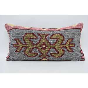 Traditional Style <b>Orange</b> Wool <b>Pillow</b> 12x24 Inches Geometric Vintage Pattern Woven Luxury for Living Room Sofa for Christmas - Product Image 5