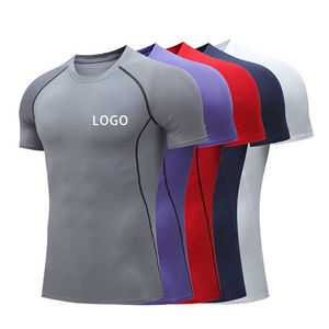 Chemises de gymnastique faites sur commande pour l'impression adaptée aux besoins du client matérielle de logo de Spandex/polyester léger respirable à séchage rapide pour les hommes - Product Image 4