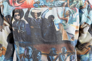 แจ็กเก็ตยีนส์ทรงสลิมฟิตสำหรับผู้ชายสไตล์ยุโรปพิมพ์ลายพรางและคอตั้ง - Product Image 3