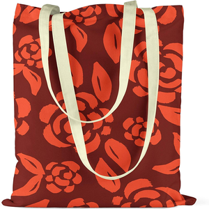 Bolsa de compras de lona de algodón teñida con estampado ecológico y todo de calidad premium con asa de lona blanca a precio asequible - Product Image 1